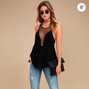 Free People Black Marble Black Tank Top